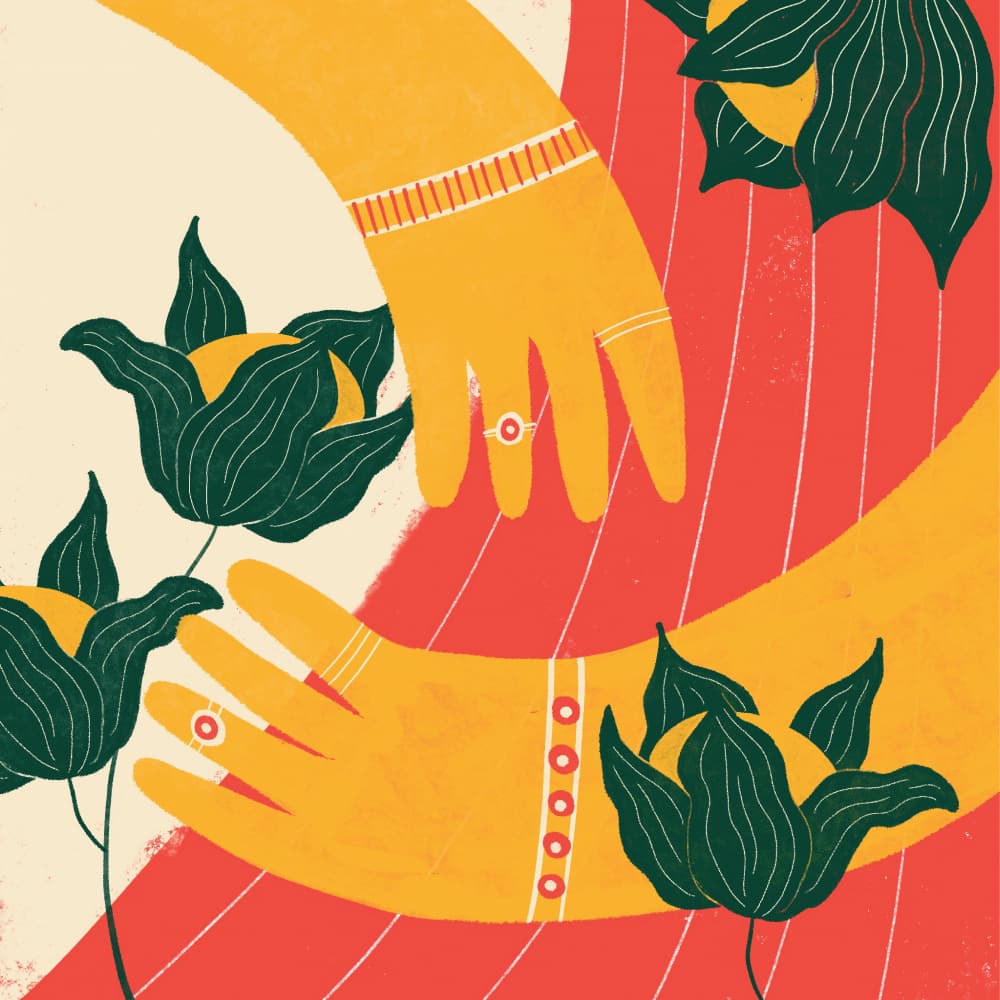Intertwined Hands Bloom by Shriya Bhattacharya — canvas wall art