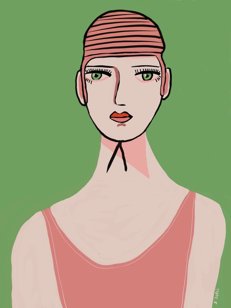Stylized Pink Portrait by Sharyn Bursic — canvas wall art