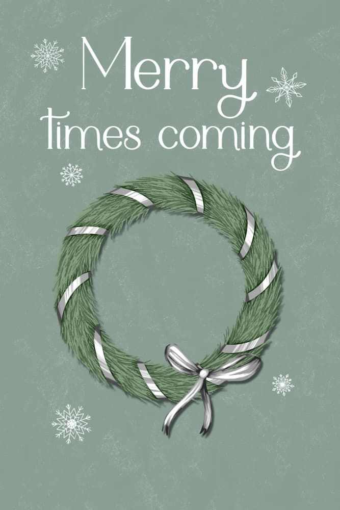 Merry Times Coming Wreath by EMELIEmaria — canvas wall art