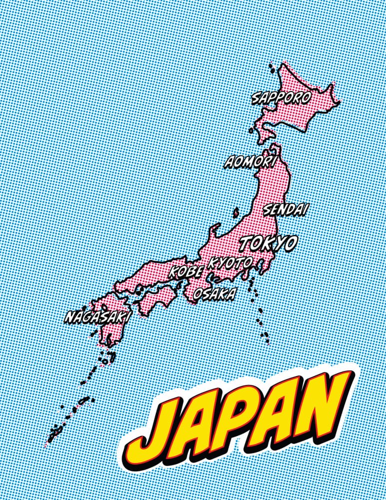 Pop Art Japan Map by Nicholas — canvas wall art
