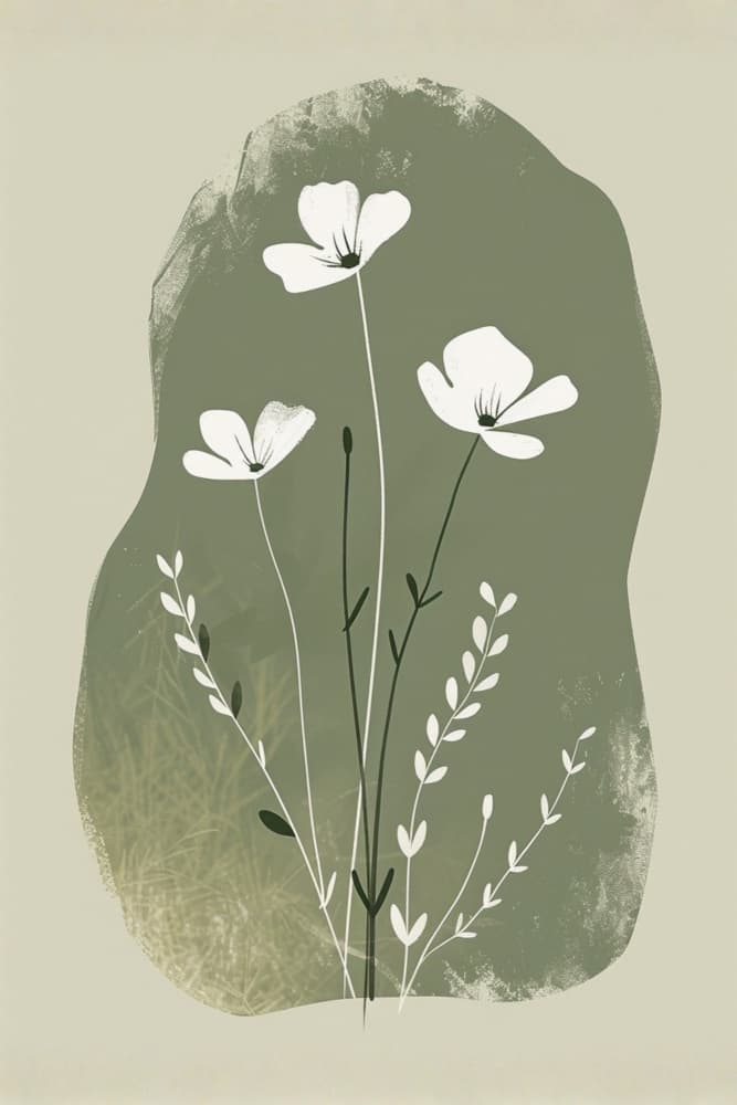 Delicate Green Botanicals by Sally Ann Moss — canvas wall art