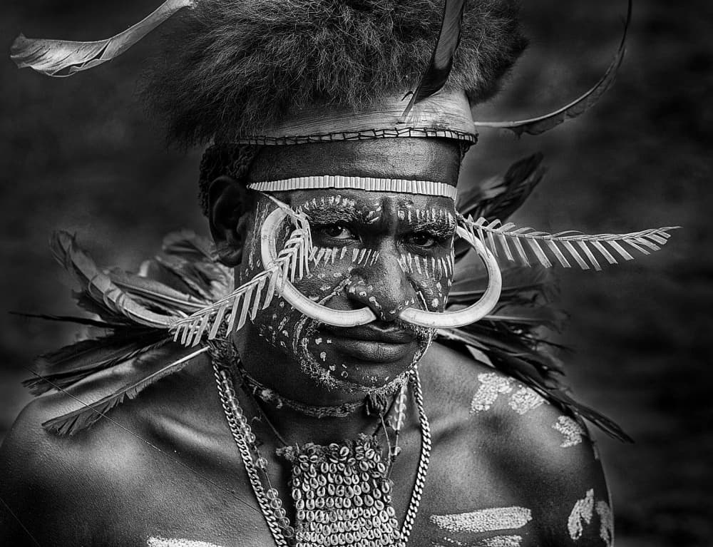 Intense Tribal Portrait by Angela Muliani Hartojo — canvas wall art