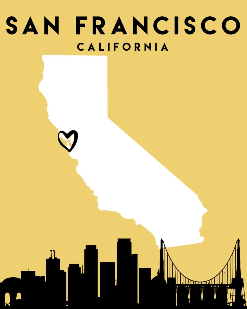 San Francisco Skyline Map by Emiliano Deificus — canvas wall art