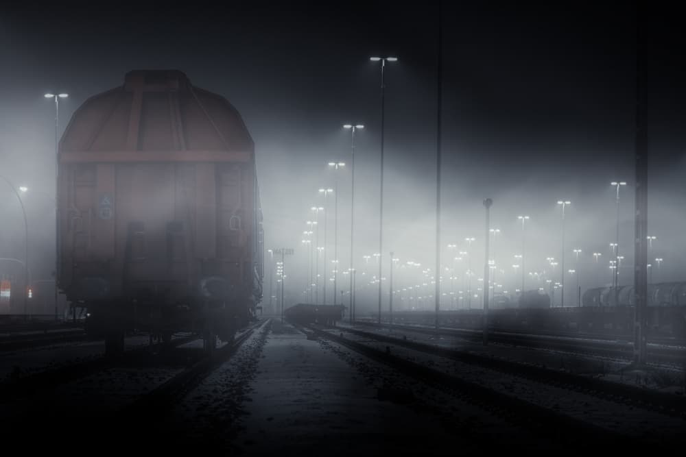 Foggy Night Train by Jürgen Muß — canvas wall art