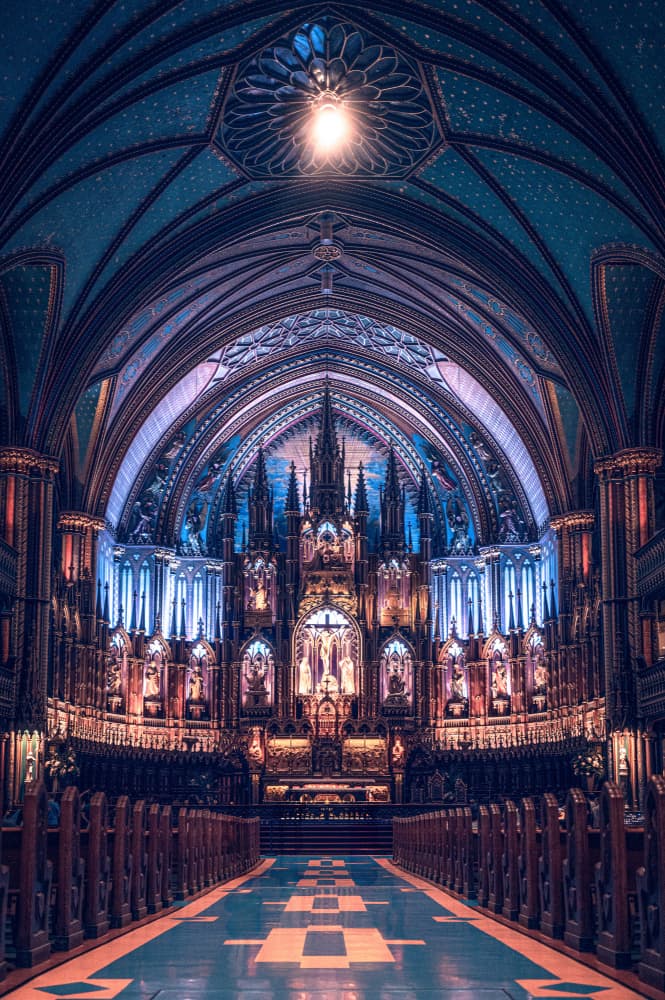 Ornate Blue Church Interior by TILL OLICKAL — canvas wall art