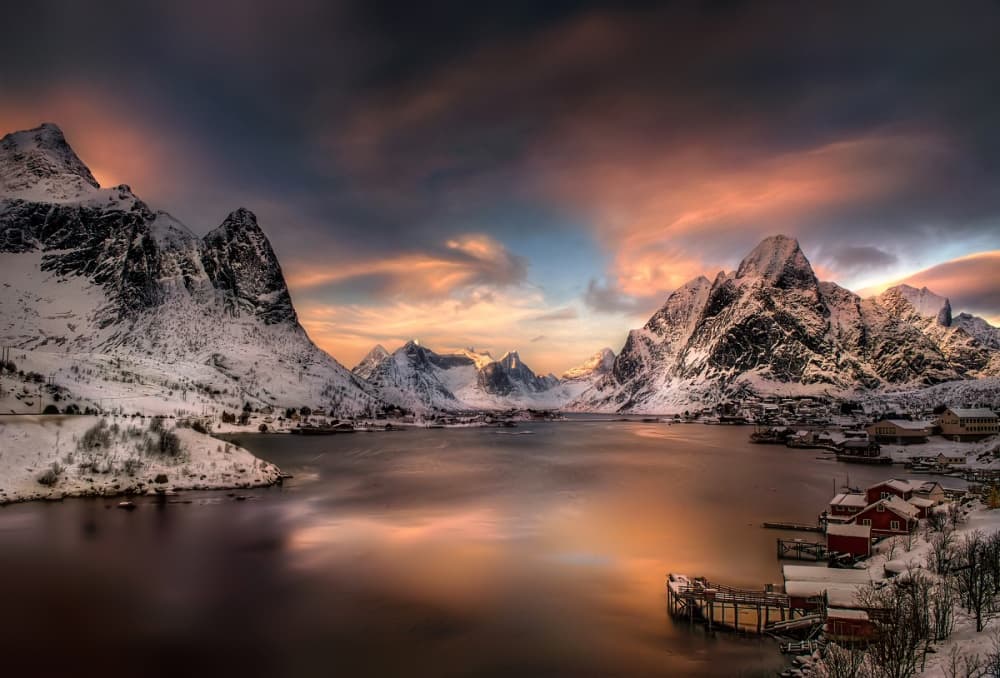 Lofoten Winter Sunset by Wojciech Kruczynski — canvas wall art