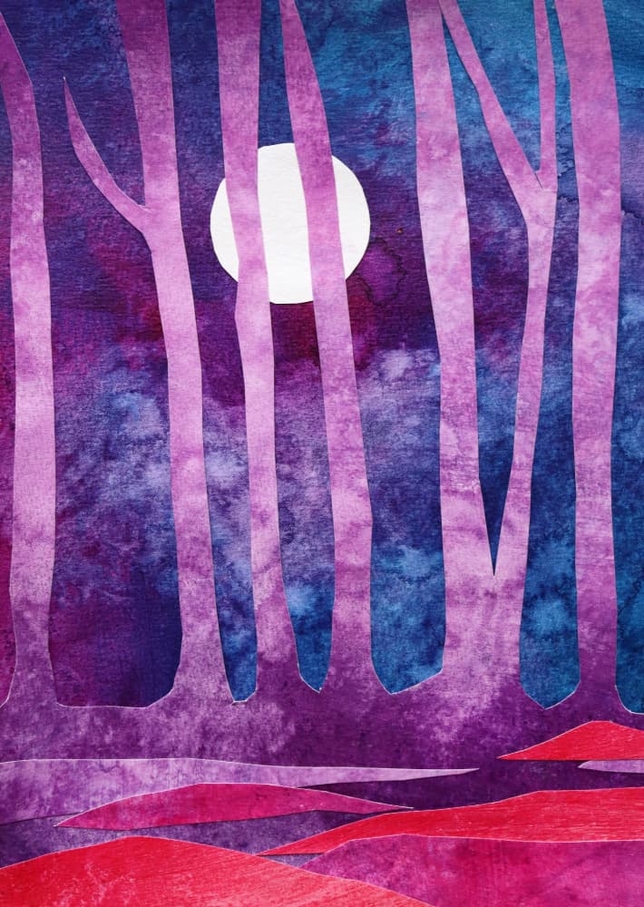 Purple Night Forest by Ania Witwitzka — canvas wall art