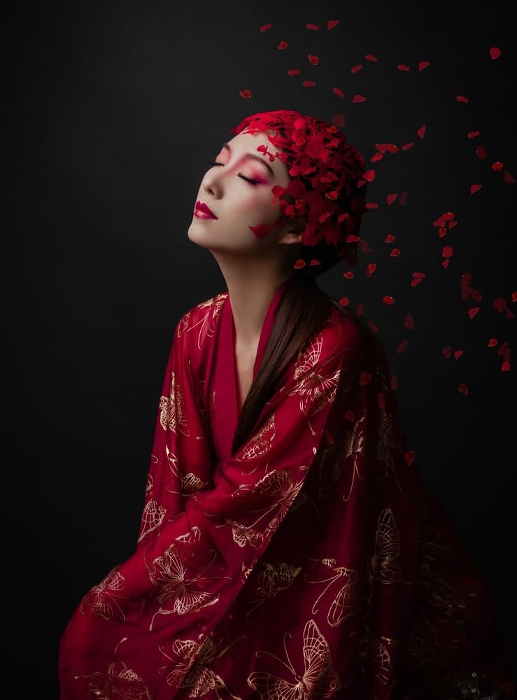 Red Petal Serenity by Wendy Jia — canvas wall art