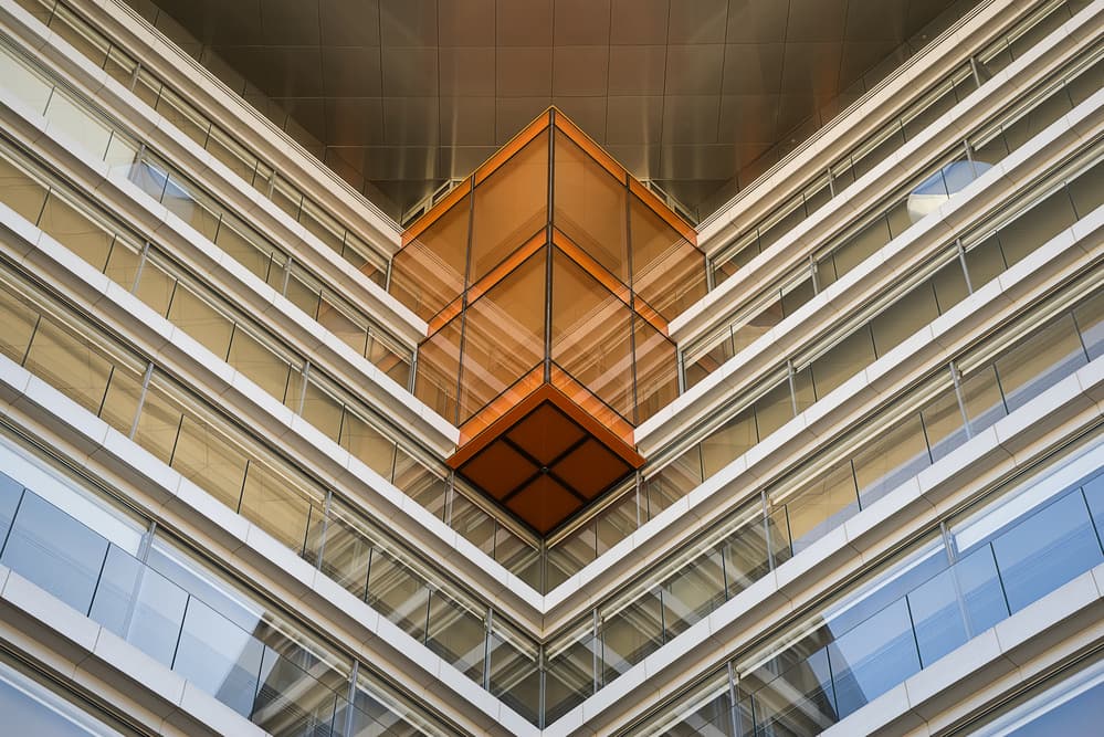 Orange Geometric Facade by Carlos Pardo — canvas wall art
