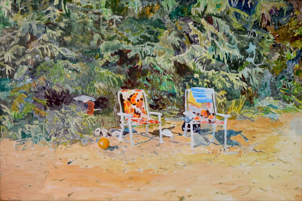 Summer Beach Chairs by Karin Bos — canvas wall art