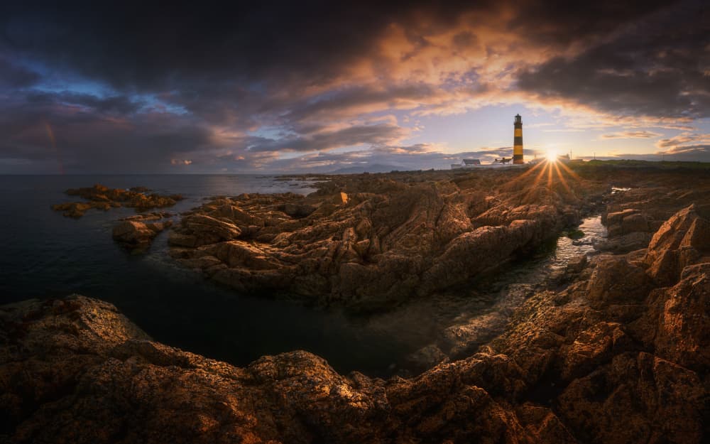 Golden Hour Lighthouse Coast by Tomasz Rojek — canvas wall art