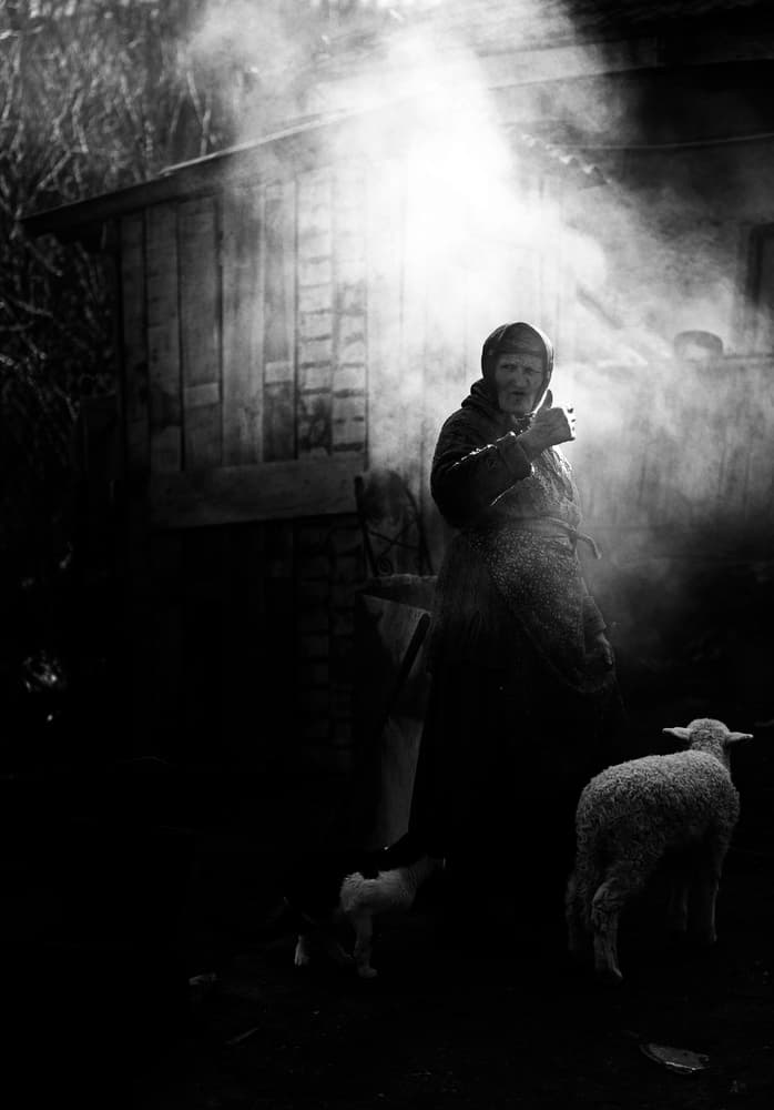 Rural Woman and Lambs by Julien Oncete — canvas wall art
