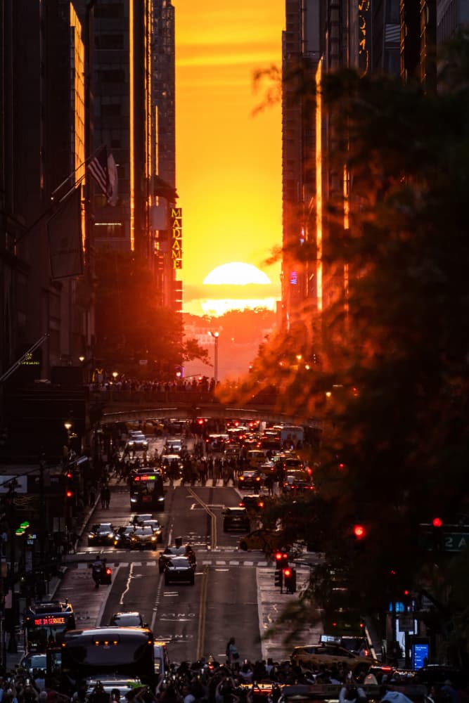 City Street Sunset by Gengchen Wang — canvas wall art