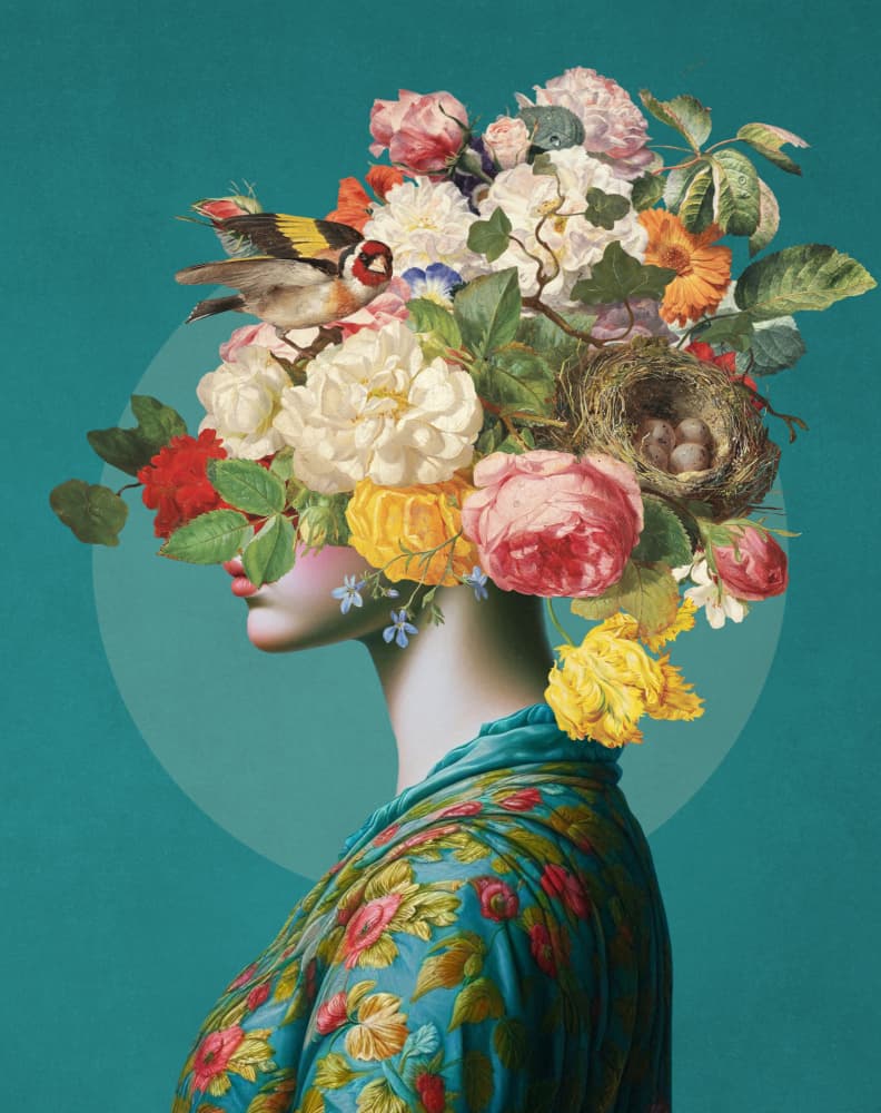 Blooming Head Portrait by Marja van den Hurk — canvas wall art