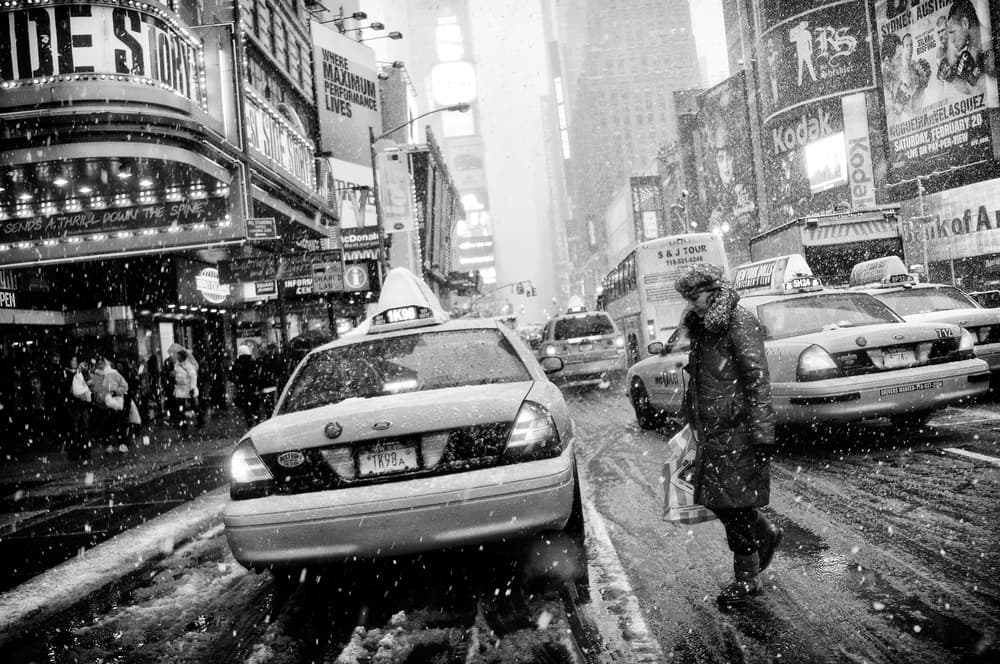 Snowy Times Square by Martin Froyda — canvas wall art