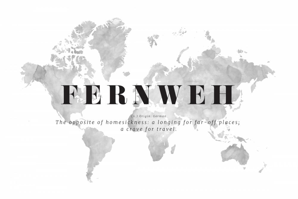 Fernweh World Map by Rosana Laiz Blursbyai — canvas wall art