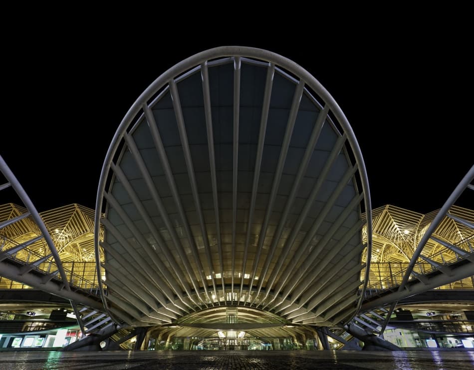 Curved Station At Night by Jorge Feteira — canvas wall art