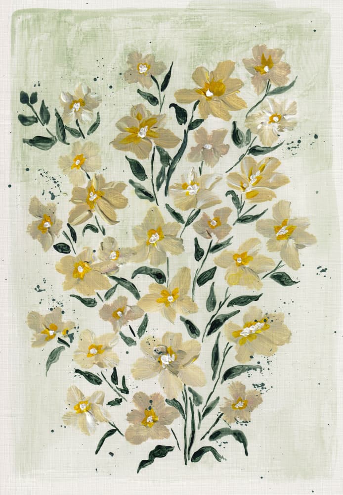 Delicate Yellow Blooms by Soniya Vijayakumar — canvas wall art