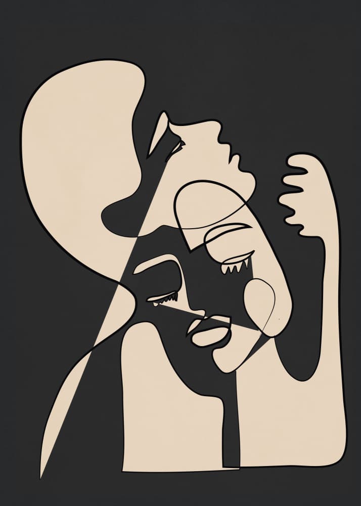 Connected Faces Line Art by Nadjaa — canvas wall art
