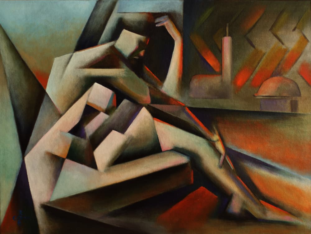 Pensive Geometric Figure by Corné Akkers — canvas wall art
