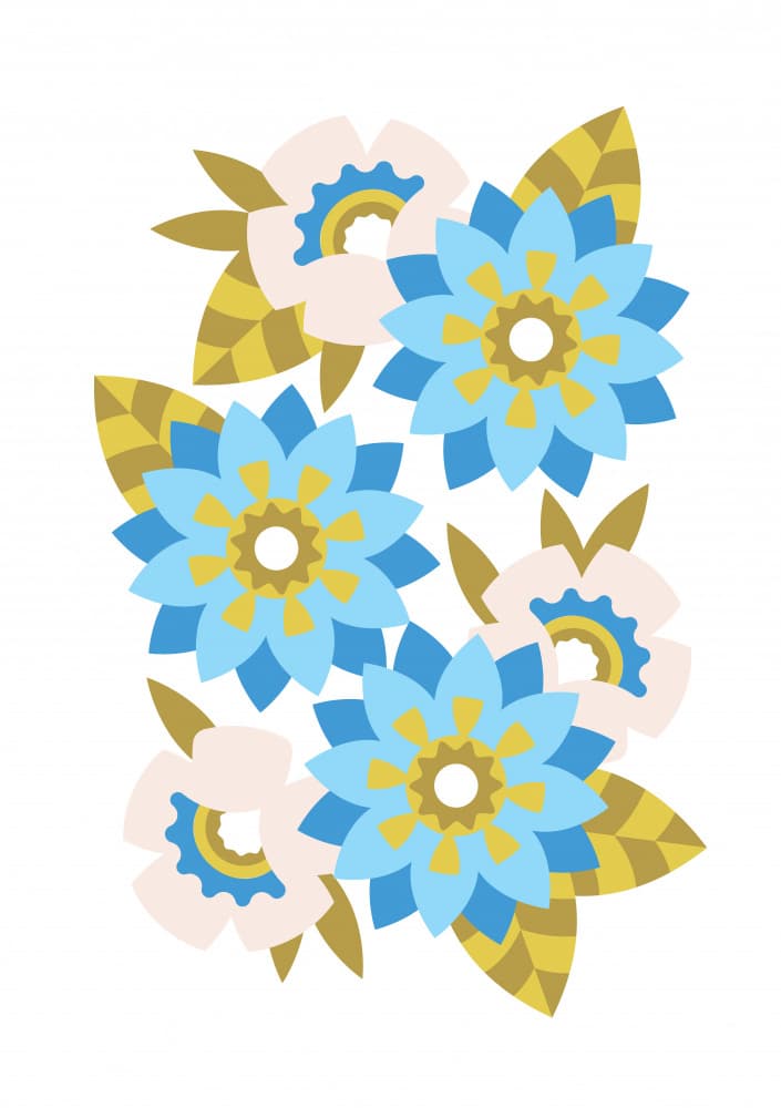 Abstract Blue Blooms by Tetiana Kava Illustration — canvas wall art