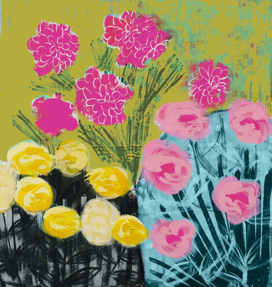 Vibrant Abstract Flowers by Shelley Hampe — canvas wall art