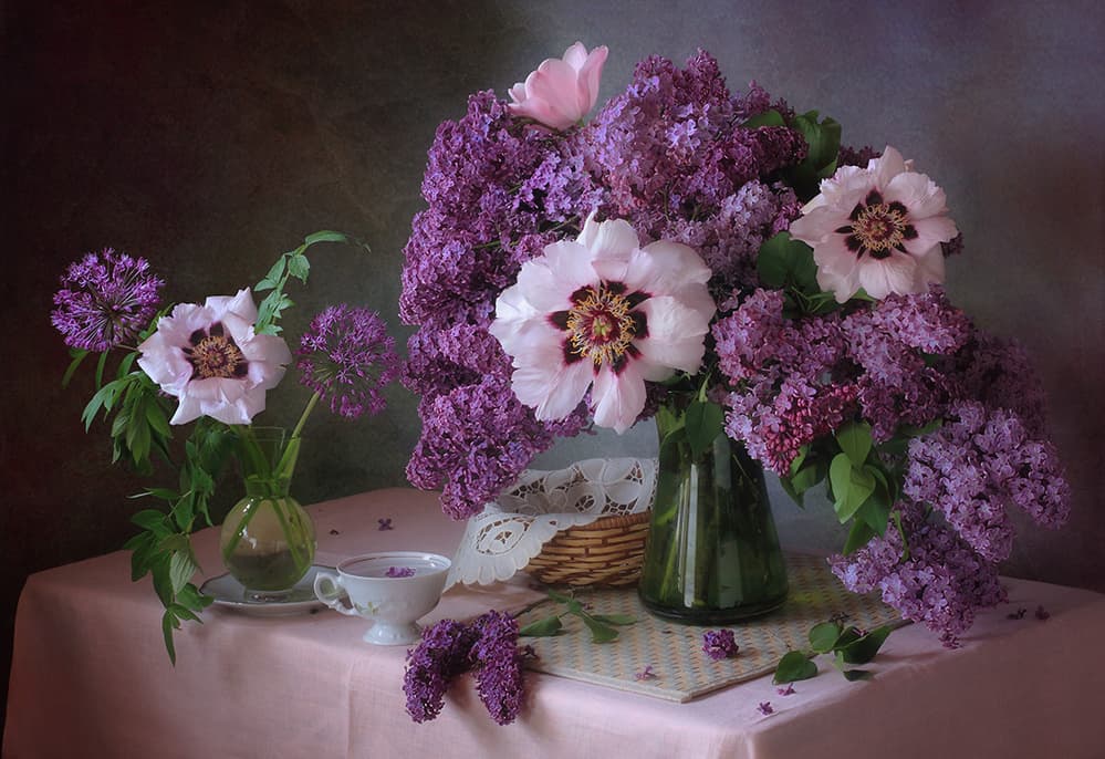 Spring Lilac Peony Blooms by Tatyana Skorokhod — canvas wall art