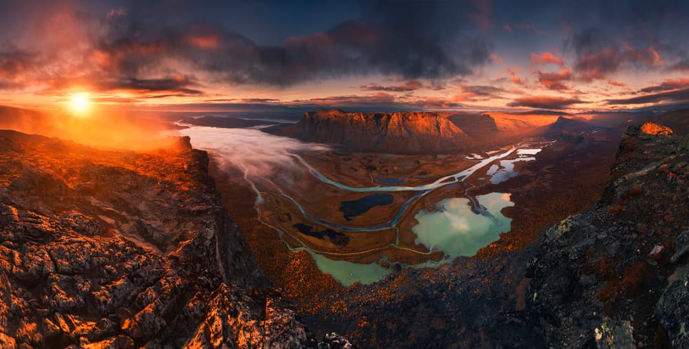 Golden Hour Valley Panorama by Karol Nienartowicz — canvas wall art