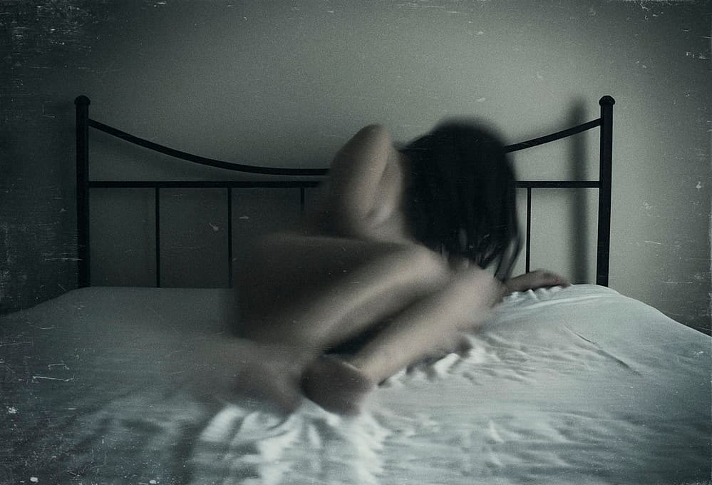 Lonely Figure In Bed by Bogdan Bouşcă — canvas wall art