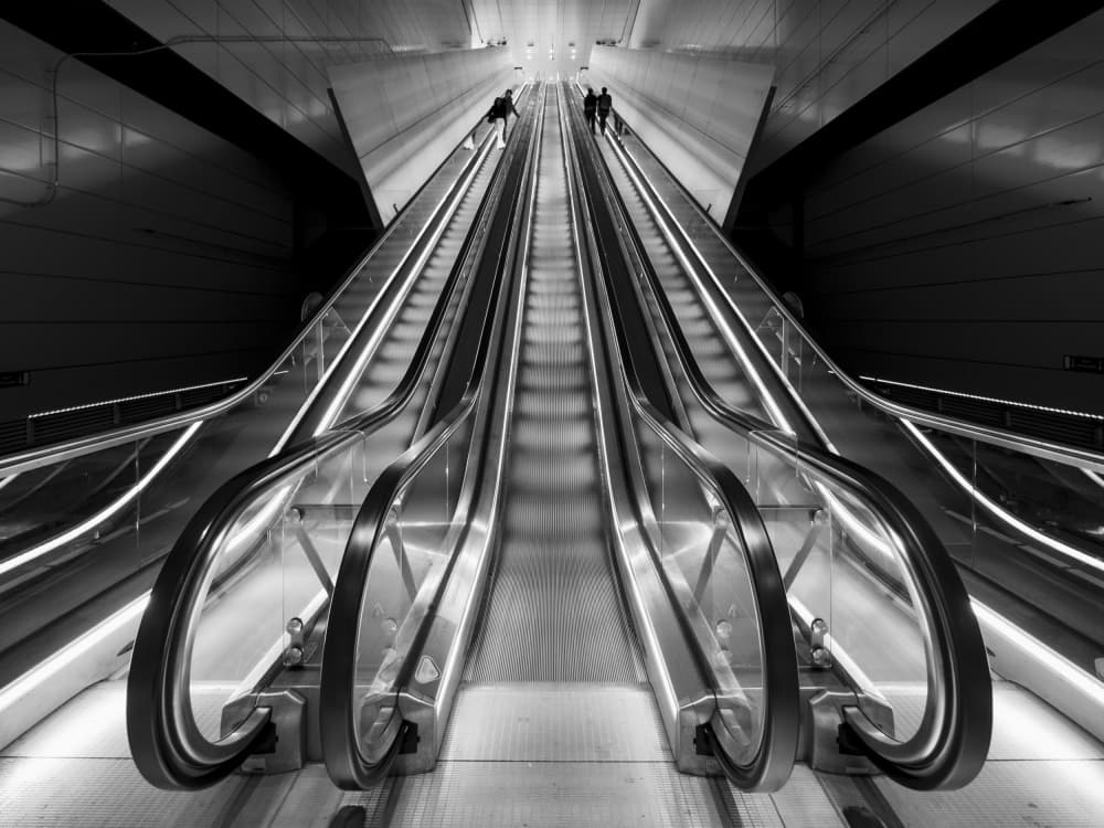 Modern Subway Escalators by Fernando Silveira — canvas wall art