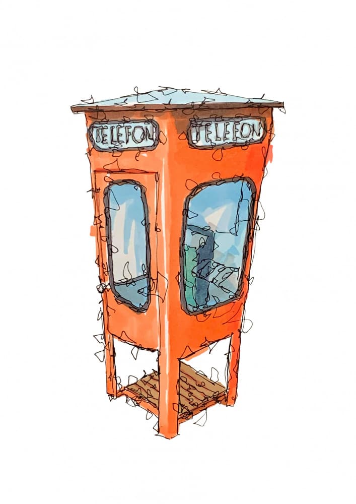 Orange Telefon Booth by Borgenhag Holmqvist — canvas wall art