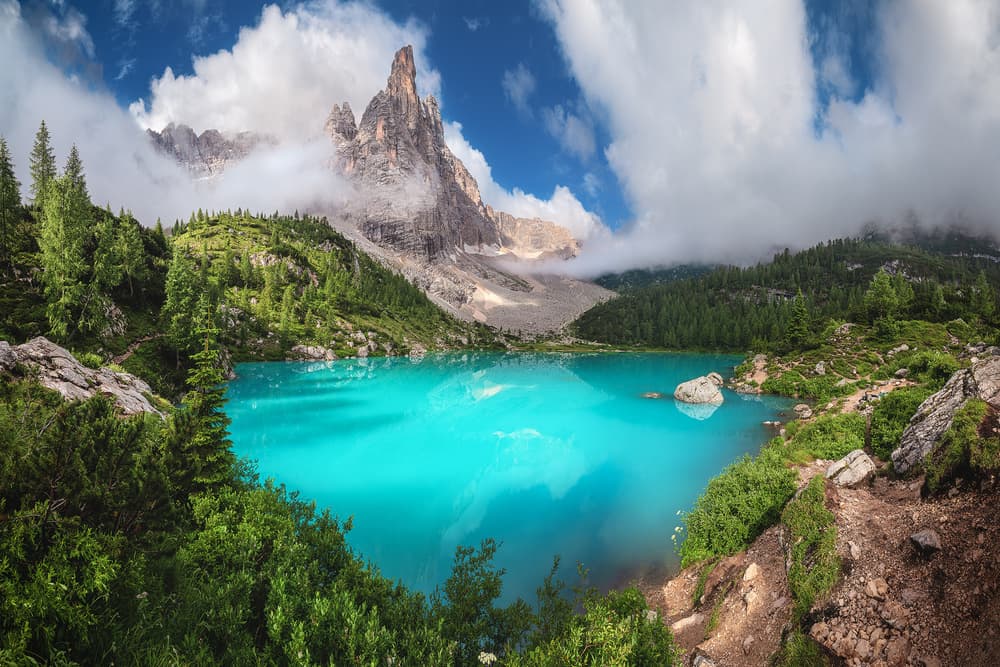 Turquoise Mountain Lake by Jean Claude Castor — canvas wall art