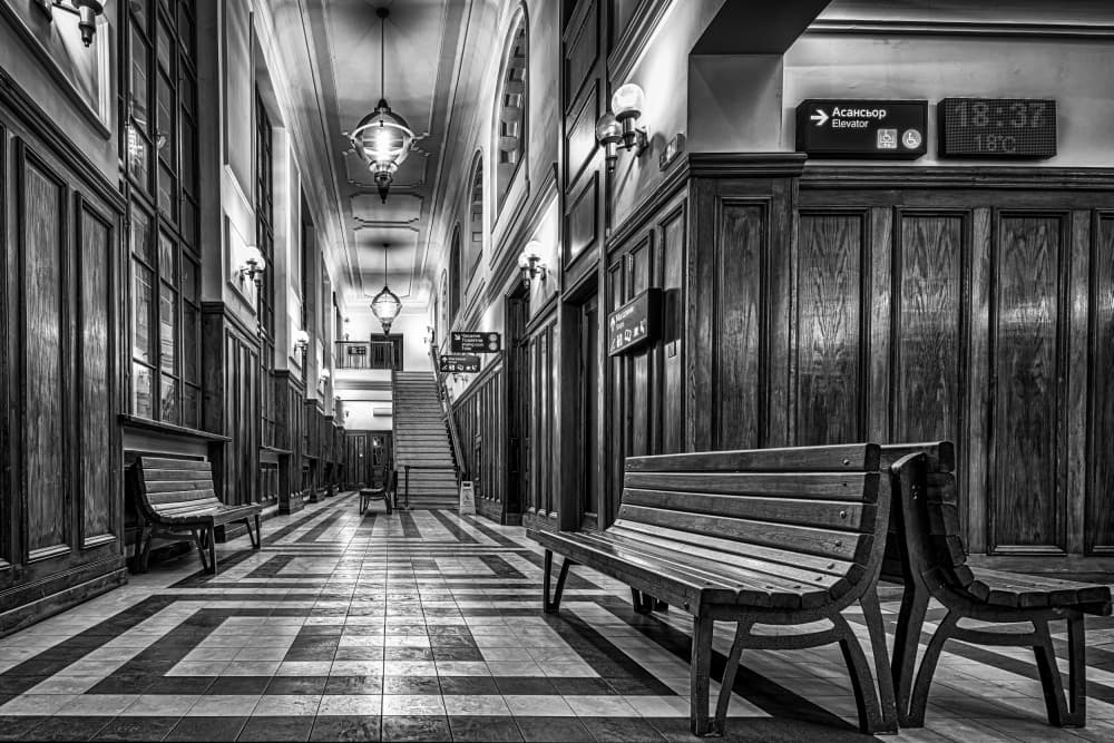 Elegant Station Corridor by Vasil Nanev — canvas wall art
