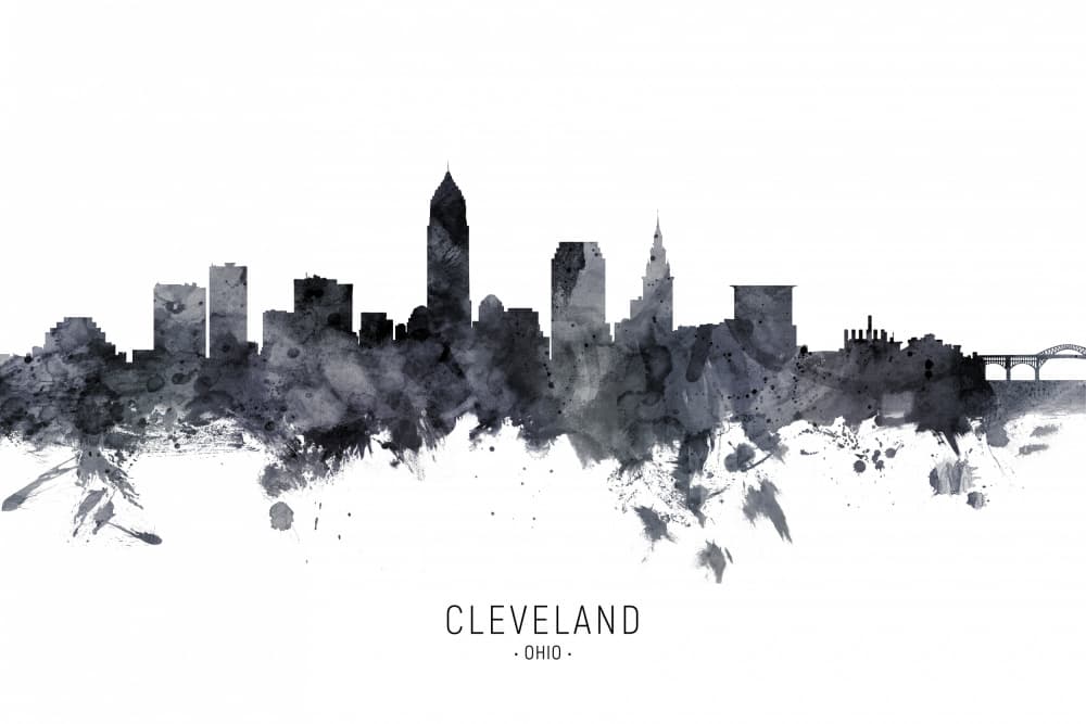 Cleveland Ohio Skyline by Michael Tompsett — canvas wall art