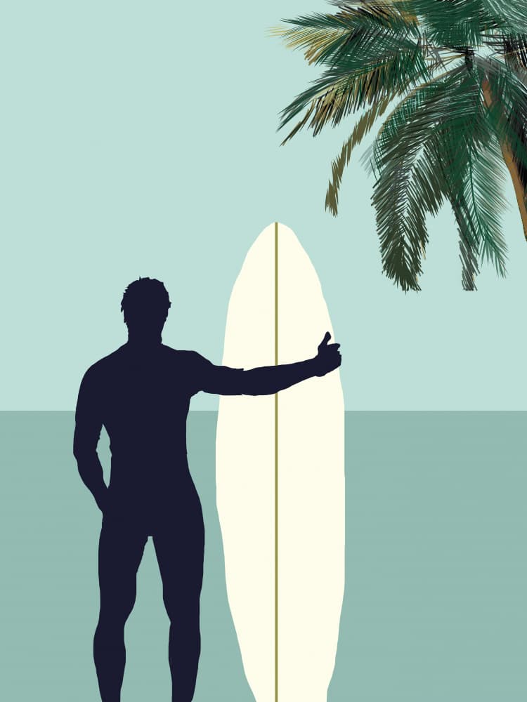 Ocean Surfer Silhouette by casa cartissi — canvas wall art