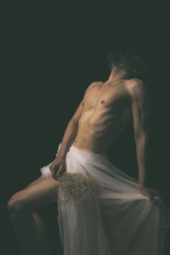 Ethereal Figure with Flowers by Afshin Saeidinia — canvas wall art