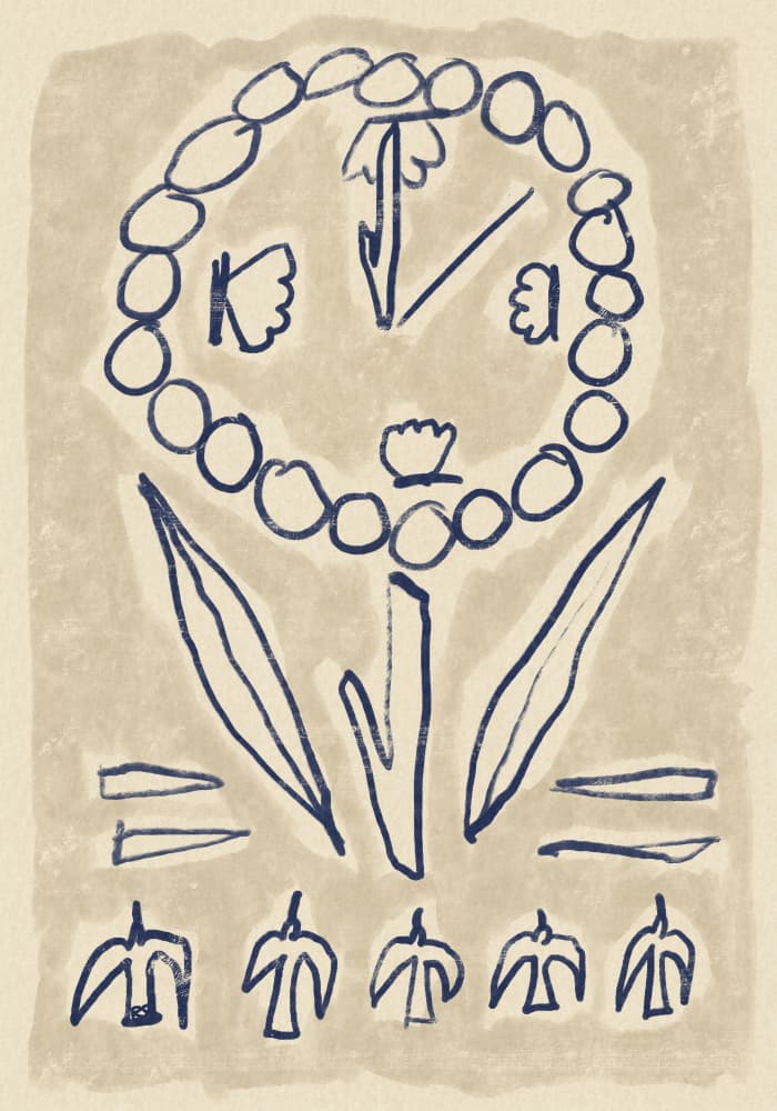 Folk Art Flower Symbols by Raipa Studio — canvas wall art