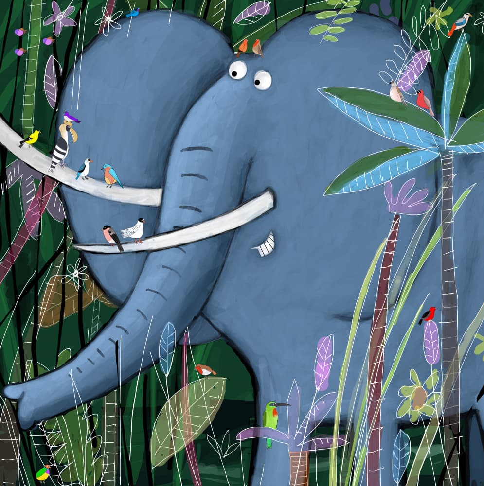 Whimsical Jungle Elephant by Carla Daly — canvas wall art