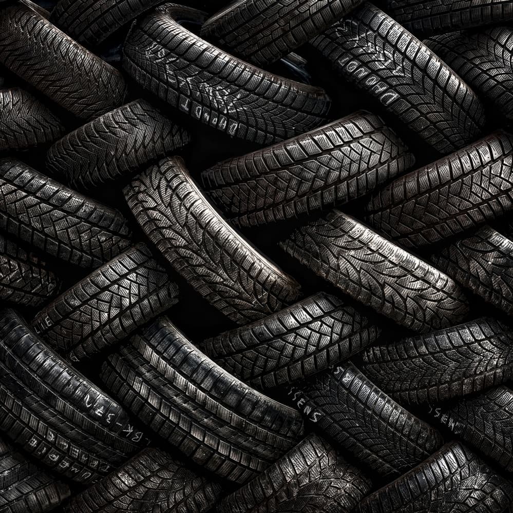 Stacked Black Tires by Piet Flour — canvas wall art