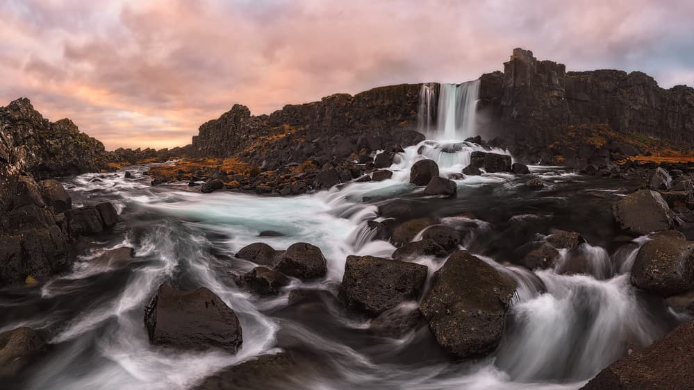 Majestic Waterfall Landscape by Antonio Carrillo Lopez — canvas wall art