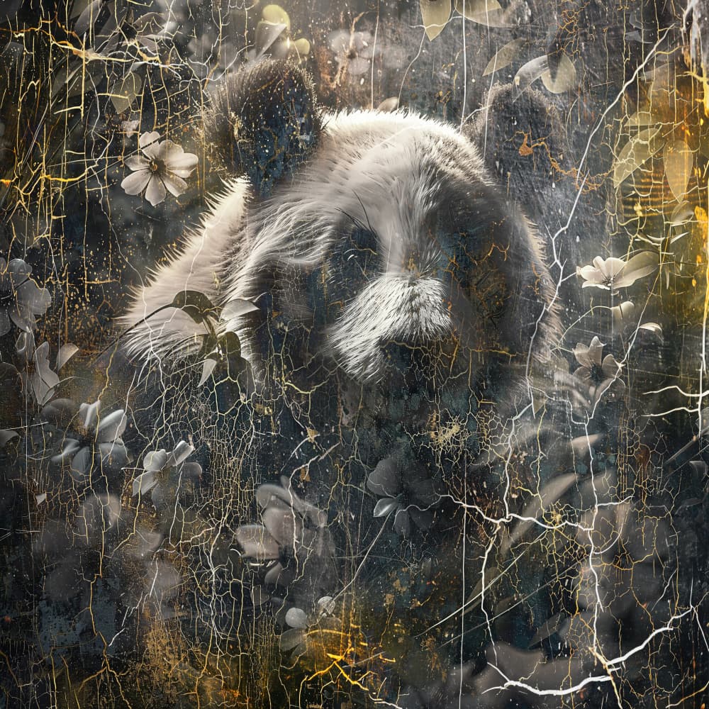 Enigmatic Floral Panda by Rafal Kulik — canvas wall art