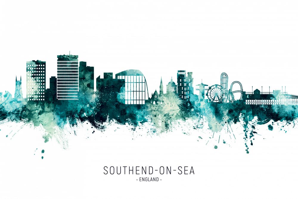 Southend On Sea Watercolor by Michael Tompsett — canvas wall art