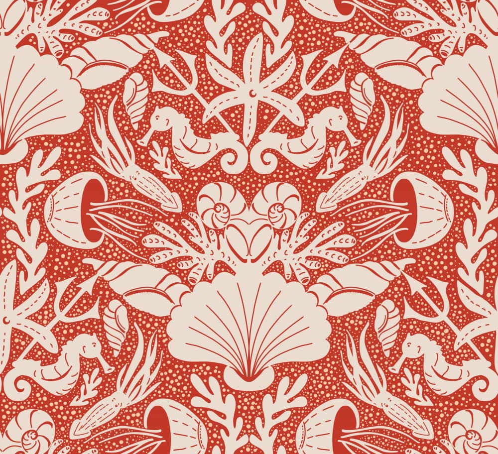 Nautical Sea Life Pattern by Annick — canvas wall art