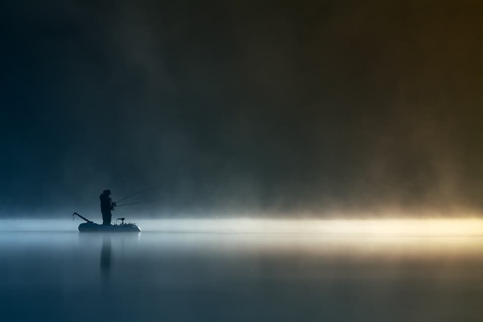 Misty Morning Fisherman by Izabela Laszewska-Mitrega / Darek Mitręga — canvas wall art