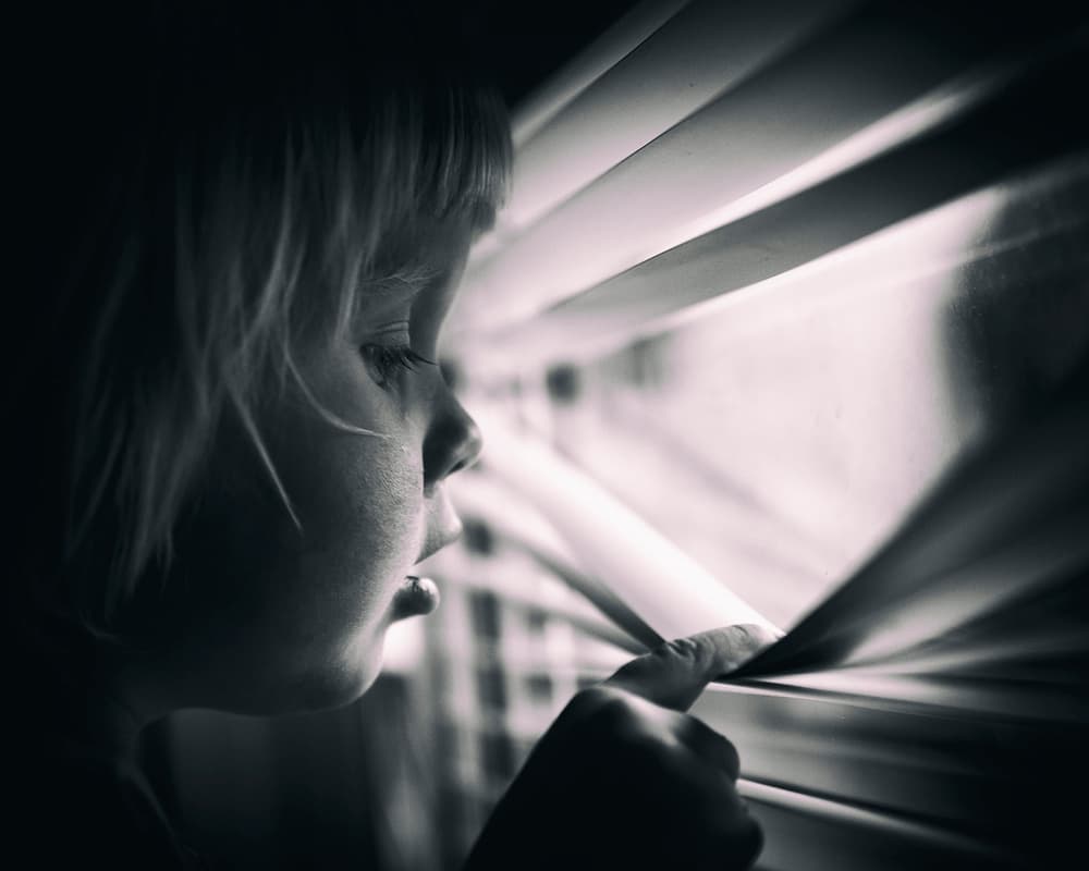 Curious Child At Blinds by Anders Samuelsson — canvas wall art