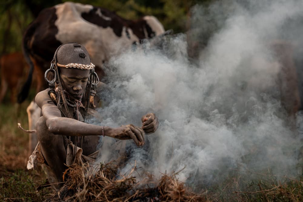 African Smoke Ritual by HuongHoang — canvas wall art