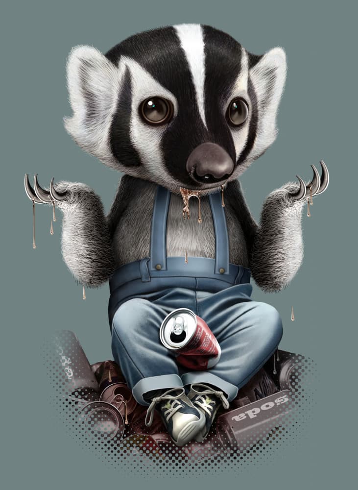 Sweet Messy Badger by Adam Lawless — canvas wall art