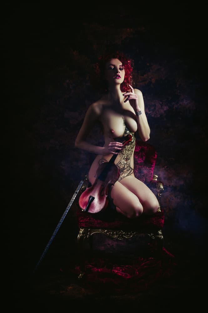 Sensual Violin Portrait by Ruslan Bolgov — canvas wall art