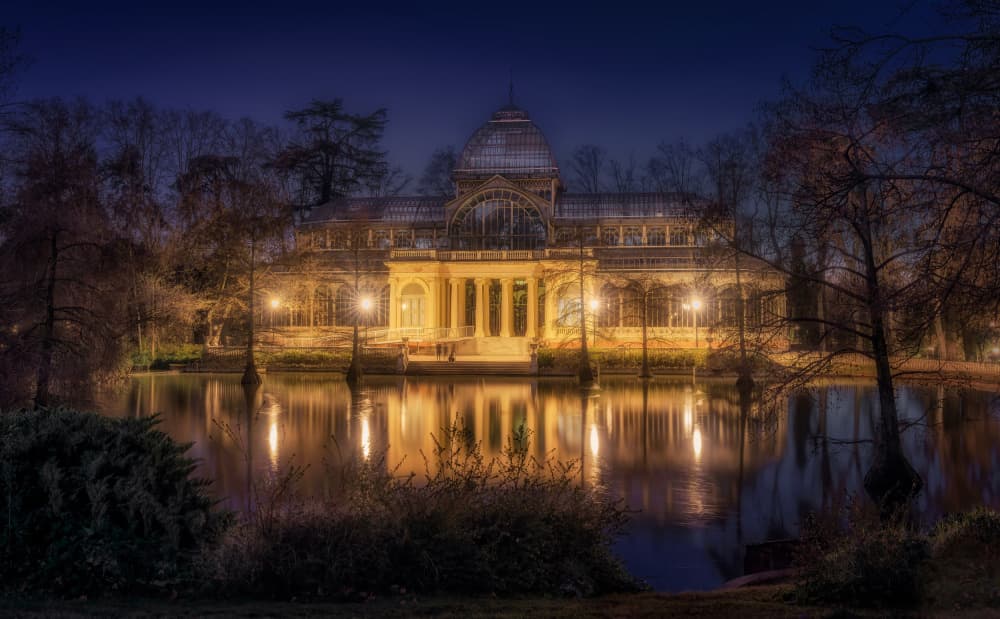 Crystal Palace Night Reflection by Bartolome Lopez — canvas wall art