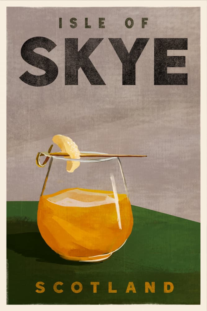 Isle Of Skye Scotland Scotch Cocktail Travel Poster by The Whiskey Ginger — canvas wall art